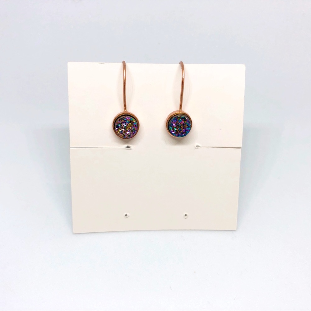 Kristine Lily Rose Gold Peacock Druzy Earrings Etsy Artisan Dainty